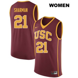 Women USC Trojans #21 Bill Sharman Darkred College Jersey 571695-236