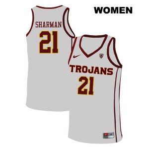 Women Trojans #21 Bill Sharman White Stitched Jersey 363511-366